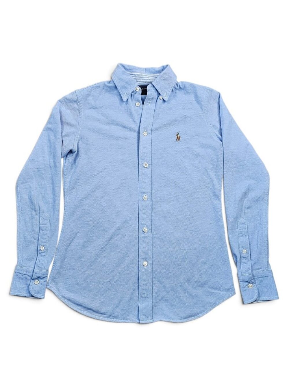 Polo Ralph Lauren Women's Knit Oxford Button Down Shirt Light Blue Size S